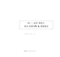 영업방안 (운영계획) 영업방안 (운영계획)